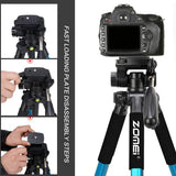 Maxbell Set of 1 Professional Portable Travel Aluminum Tripod Pan for SLR DSLR Blue