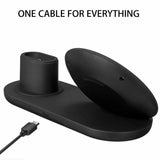 Maxbell 3 in1 10W Wireless Fast Charging Dock Cradle for iPhone / Apple Watch Black