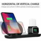 Maxbell 3 in1 10W Wireless Fast Charging Dock Cradle for iPhone / Apple Watch Black