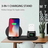 Maxbell 3 in1 10W Wireless Fast Charging Dock Cradle for iPhone / Apple Watch Black