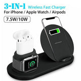Maxbell 3 in1 10W Wireless Fast Charging Dock Cradle for iPhone / Apple Watch Black