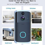 Maxbell Silver Wireless Video Doorbell Wire-Free Night Vision Camera w/Chime US-plug