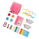 Maxbell For Fujifilm Instax Mini 9 Camera PU Case Filter+Close up Lens Gift Set flamingo pink