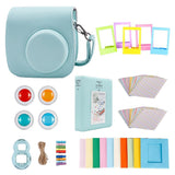Maxbell For Fujifilm Instax Mini 9 Camera PU Case Filter+Close up Lens Gift Set  ice blue