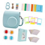 Maxbell For Fujifilm Instax Mini 9 Camera PU Case Filter+Close up Lens Gift Set  ice blue