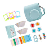 Maxbell For Fujifilm Instax Mini 9 Camera PU Case Filter+Close up Lens Gift Set  ice blue