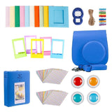 Maxbell For Fujifilm Instax Mini 9 Camera PU Case Filter+Close up Lens Gift Set  cobalt blue