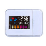 Maxbell LED Projection Alarm Clock Temperature Desk Time Date Projector USB Charger White