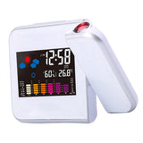 Maxbell LED Projection Alarm Clock Temperature Desk Time Date Projector USB Charger White