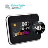 Maxbell LED Projection Alarm Clock Temperature Desk Time Date Projector USB Charger White