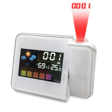 Maxbell LED Projection Alarm Clock Temperature Desk Time Date Projector USB Charger White
