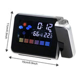 Maxbell LED Projection Alarm Clock Temperature Desk Time Date Projector USB Charger White