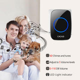 Maxbell Wireless LED Doorbell Waterproof Electric 300m Door Chime Kit EU Black