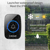 Maxbell Wireless LED Doorbell Waterproof Electric 300m Door Chime Kit EU Black