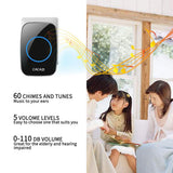 Maxbell Wireless LED Doorbell Waterproof Electric 300m Door Chime Kit EU Black