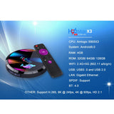 Maxbell Smart H96 Max X3 Dual Wifi HDMI 2.1 A55 Box 4GB + 128GB EU Plug
