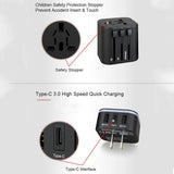 Maxbell Travel Adapter International Power Charger Plug Converter 2-USB Type-C White