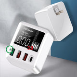 Maxbell QC 3.0 Multi-Port USB Charger 30W Fast Charging LED Display UK Plug