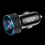 Maxbell 3A Mini Dual USB Phone Car Charger Adapter Quick Charge Black