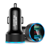 Maxbell 3A Mini Dual USB Phone Car Charger Adapter Quick Charge Black