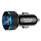 Maxbell 3A Mini Dual USB Phone Car Charger Adapter Quick Charge Black
