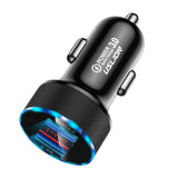 Maxbell 3A Mini Dual USB Phone Car Charger Adapter Quick Charge Black
