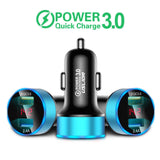 Maxbell 3A Mini Dual USB Phone Car Charger Adapter Quick Charge Blue
