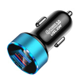 Maxbell 3A Mini Dual USB Phone Car Charger Adapter Quick Charge Blue