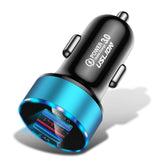 Maxbell 3A Mini Dual USB Phone Car Charger Adapter Quick Charge Blue