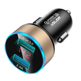 Maxbell 3A Mini Dual USB Phone Car Charger Adapter Quick Charge Golden