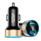 Maxbell 3A Mini Dual USB Phone Car Charger Adapter Quick Charge Golden
