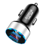 Maxbell 3A Mini Dual USB Phone Car Charger Adapter Quick Charge Silver