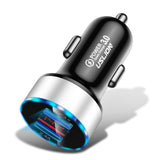Maxbell 3A Mini Dual USB Phone Car Charger Adapter Quick Charge Silver