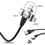 Maxbell Magnetic Charging Cable 3 in 1 180 Charger for i-Product Micro USB Type-c