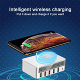 Maxbell USB-C Qi Wireless 5 USB QC 3.0 Fast Charger Charging Station for iPhone US