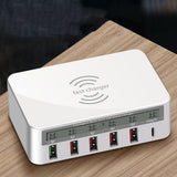 Maxbell Universal Type-C Qi 5 USB Ports QC 3.0 Charging Station for iPhone iPad UK