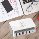 Maxbell Universal Type-C Qi 5 USB Ports QC 3.0 Charging Station for iPhone iPad UK