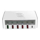 Maxbell Type C Qi Wireless 5 USB QC 3.0 Charger Charging Station for iPhone iPad