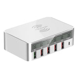 Maxbell Type C Qi Wireless 5 USB QC 3.0 Charger Charging Station for iPhone iPad