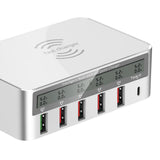 Maxbell Type C Qi Wireless 5 USB QC 3.0 Charger Charging Station for iPhone iPad
