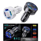 Maxbell 12V 4-Ports USB Car Charge QC 3.0 Quick Charge Adapter Socket For iPhone Black