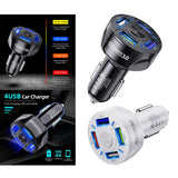 Maxbell 12V 4-Ports USB Car Charge QC 3.0 Quick Charge Adapter Socket For iPhone Black