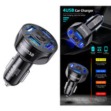 Maxbell 12V 4-Ports USB Car Charge QC 3.0 Quick Charge Adapter Socket For iPhone Black