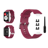 Maxbell Soft Silicone Watch Band For Huawei Watch Fit TIA-B09 TIA-B19 wine red