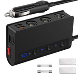 Maxbell Quick Charge 3.0 3-Socket Cigarette Lighter Splitter 180W DC Voltage Display