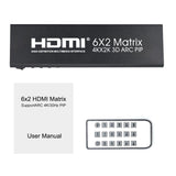 Maxbell HD 4K HDMI Matrix Switch Box Switcher Splitter Converter 6 in 2 out EU Plug