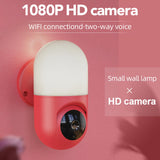 Maxbell Camera Wall Lamp IP Wireless 360 Degree Night Vision Auto Tracking US Red