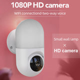 Maxbell Camera Wall Lamp IP Wireless 360 Degree Night Vision Auto Tracking US White
