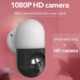 Maxbell Camera Wall Lamp IP Wireless 360 Degree Night Vision Auto Tracking US Black