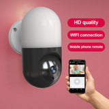 Maxbell Camera Wall Lamp IP Wireless 360 Degree Night Vision Auto Tracking US Black